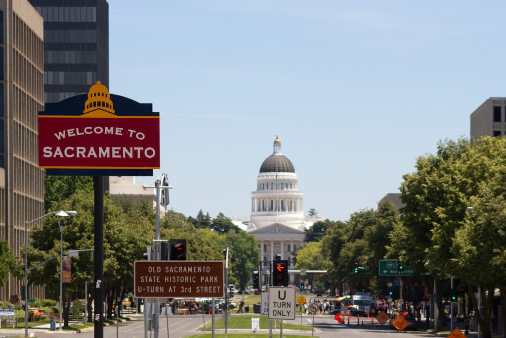 The view of California's State Capitol in Sacramento during a sunny day.